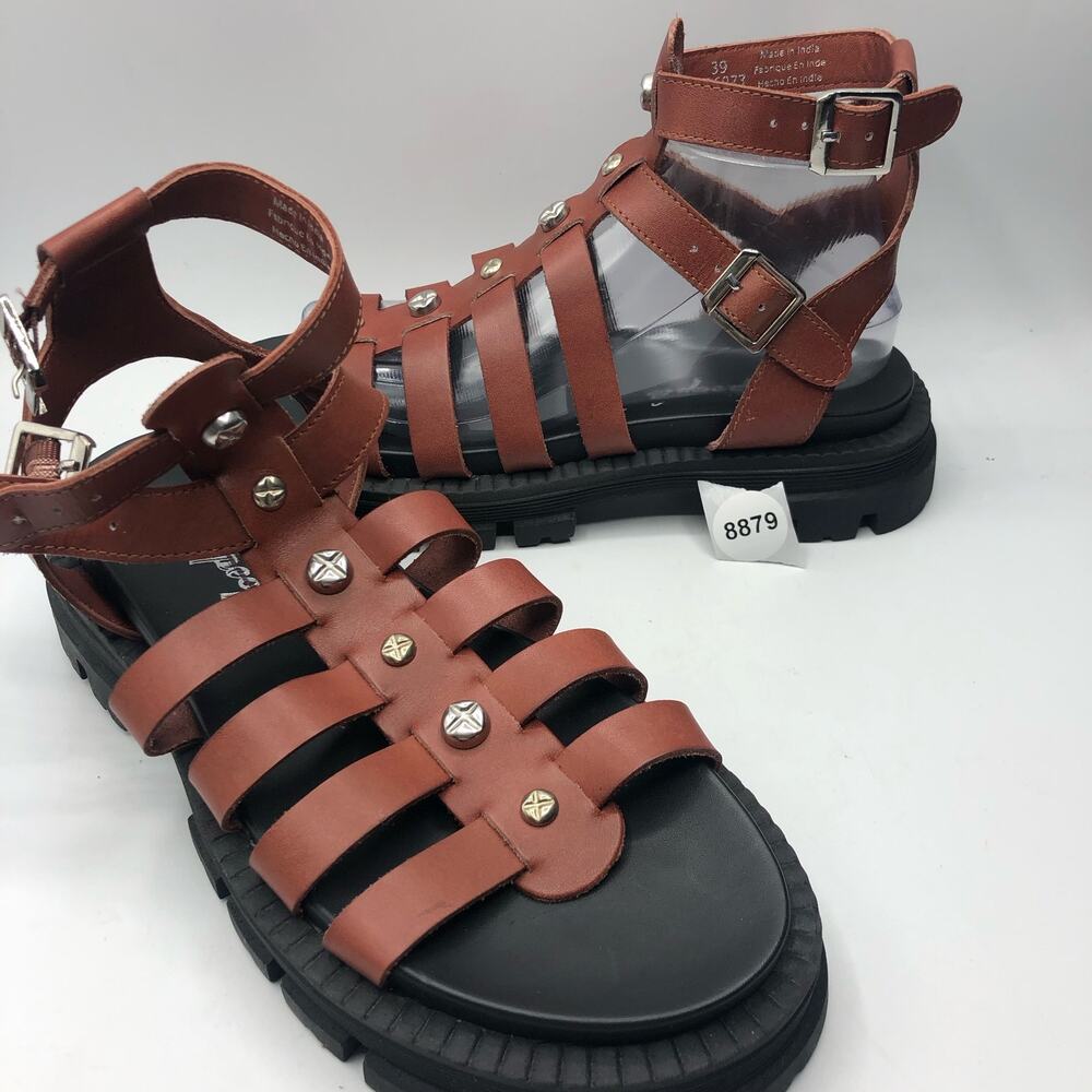 Free People Womens Hadley Hammered Stud Sandals Brown Size 39 US 9 - Picture 10 of 10